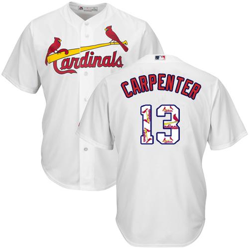 Cardinals #13 Matt Carpenter White Team Logo Fashion Stitched MLB Jersey